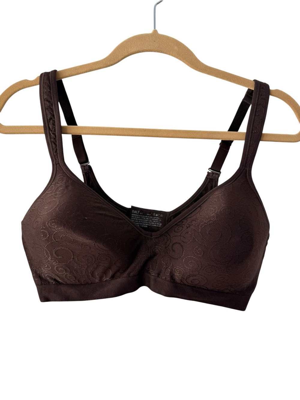 Bali Chocolate Brown Wireless Jacquard Comfort Revolution Bra 40C